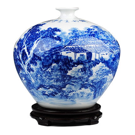 Kompatibelt porslin till Jahrriesnge Hand blue white landscape painting vase cna0062  Kompatibelt porslin Jahrriesnge  till Hand blue white landscape painting vase cna0062